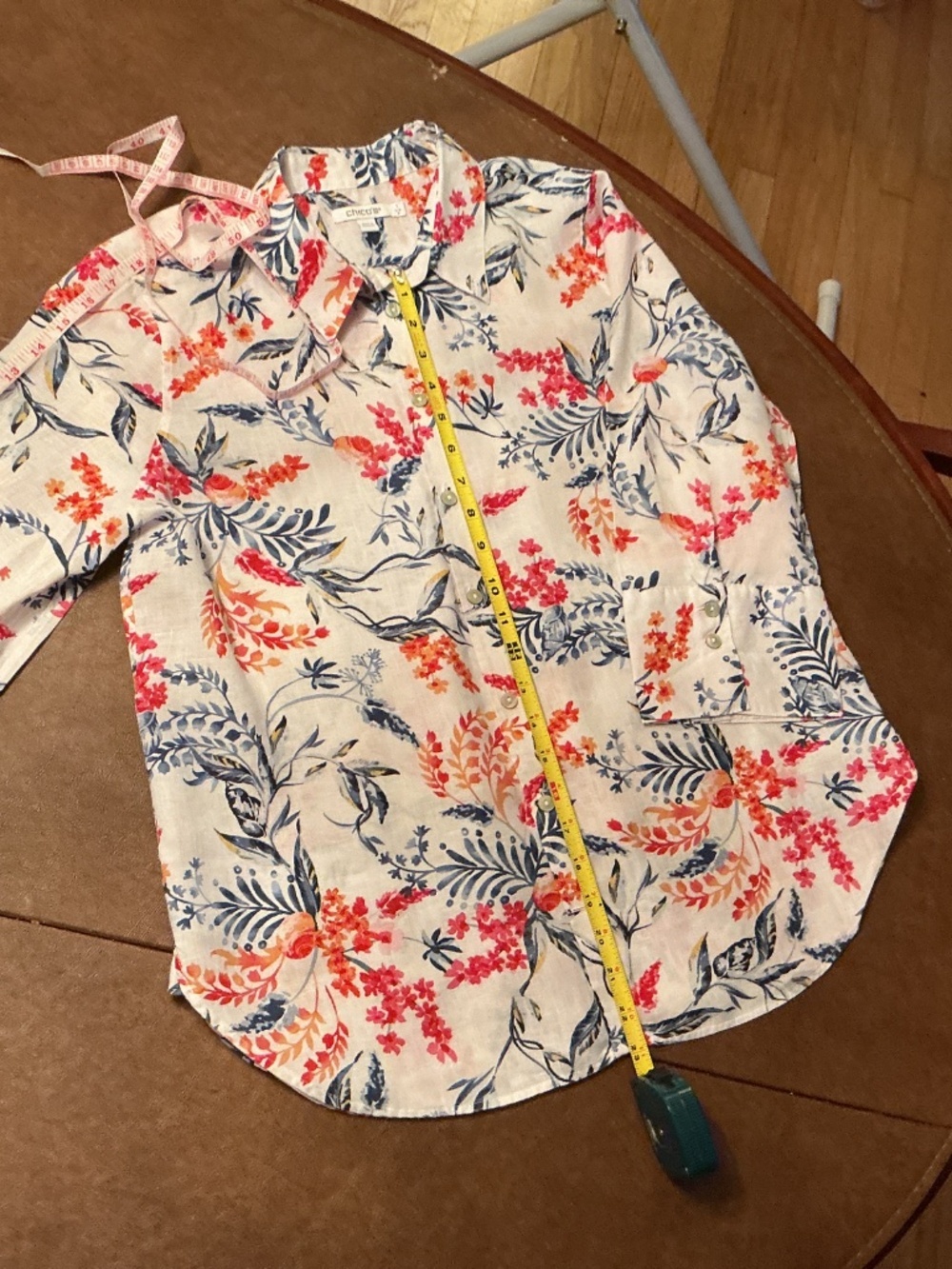 Chico’s women’s linen button front colorful shirt, 3/4 sleeves. Sz 1 fits Sz 8 - Picture 7 of 9